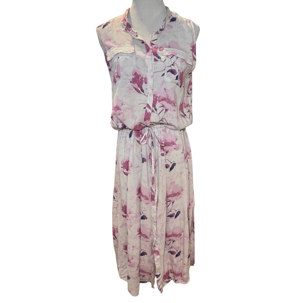 Pink Floral Midi Dress | Size Medium